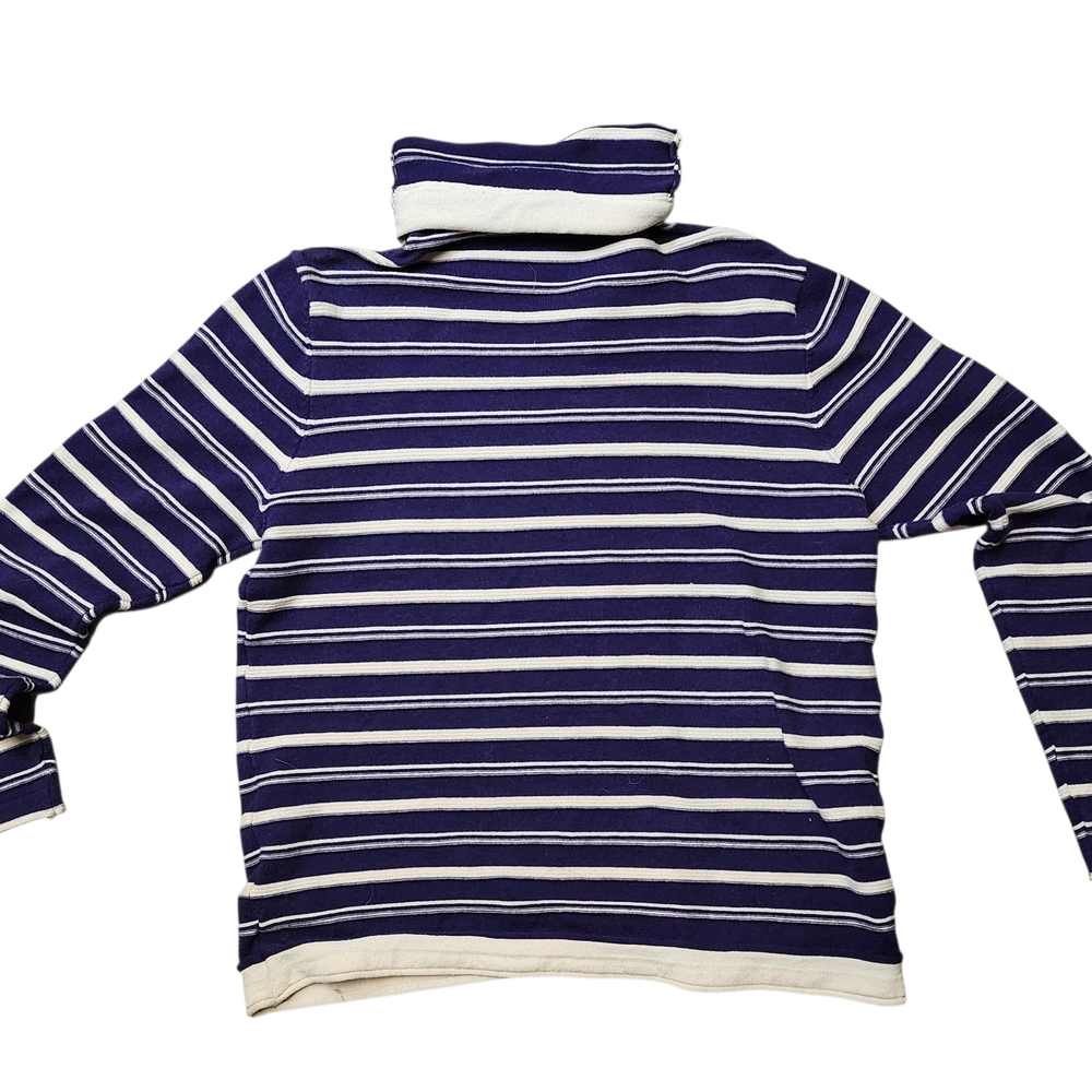 Vintage 90s Purple and White Striped Women's Turtleneck Sweater. Very Retro